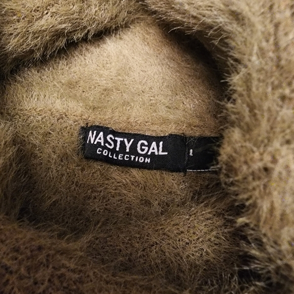 Nasty Gal Green Fuzzy Crop Turtleneck Sweater L - Picture 13 of 13